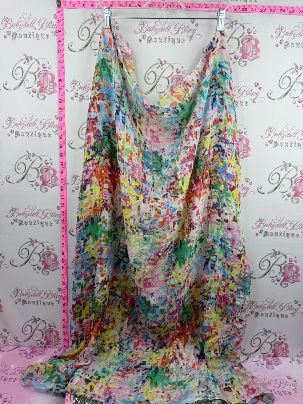 Scarf scarve wrap Multicolor Abstract Print Lightweight Scarf
